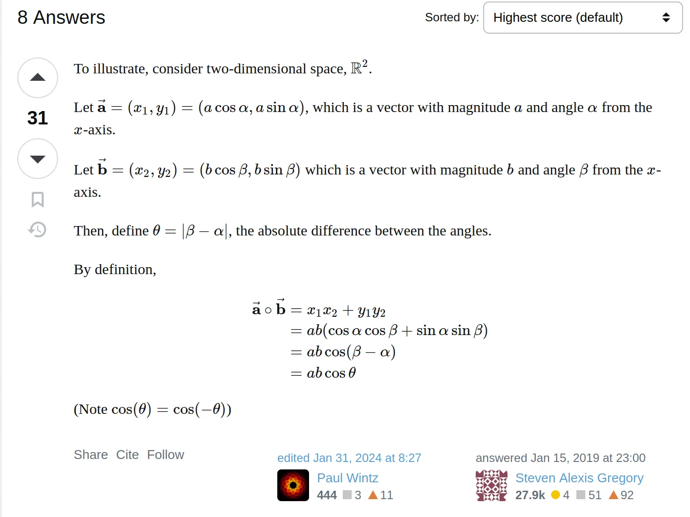 Dot product proof